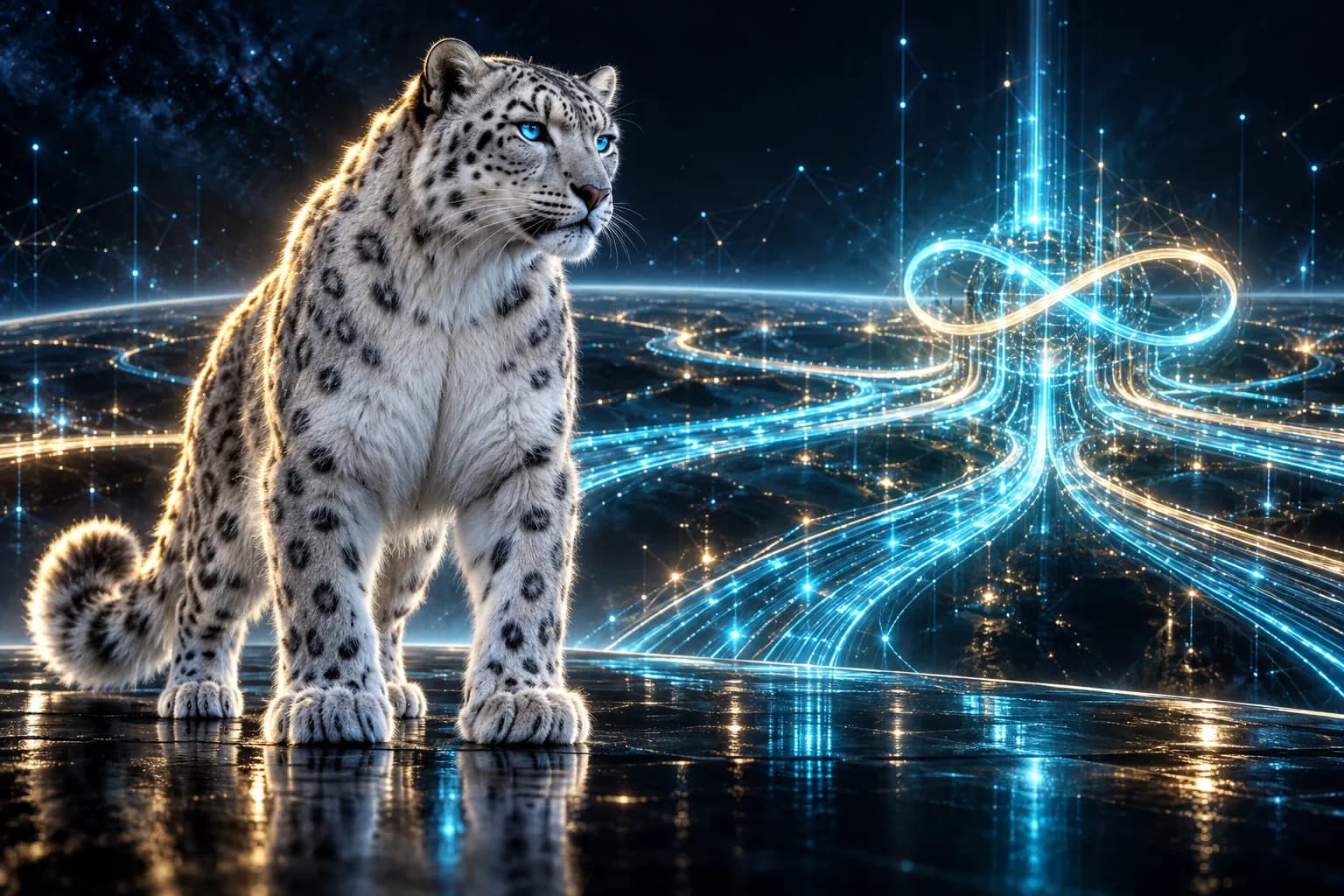 The BroadNet snow leopard at a global interchange where trunk routes braid through one hub