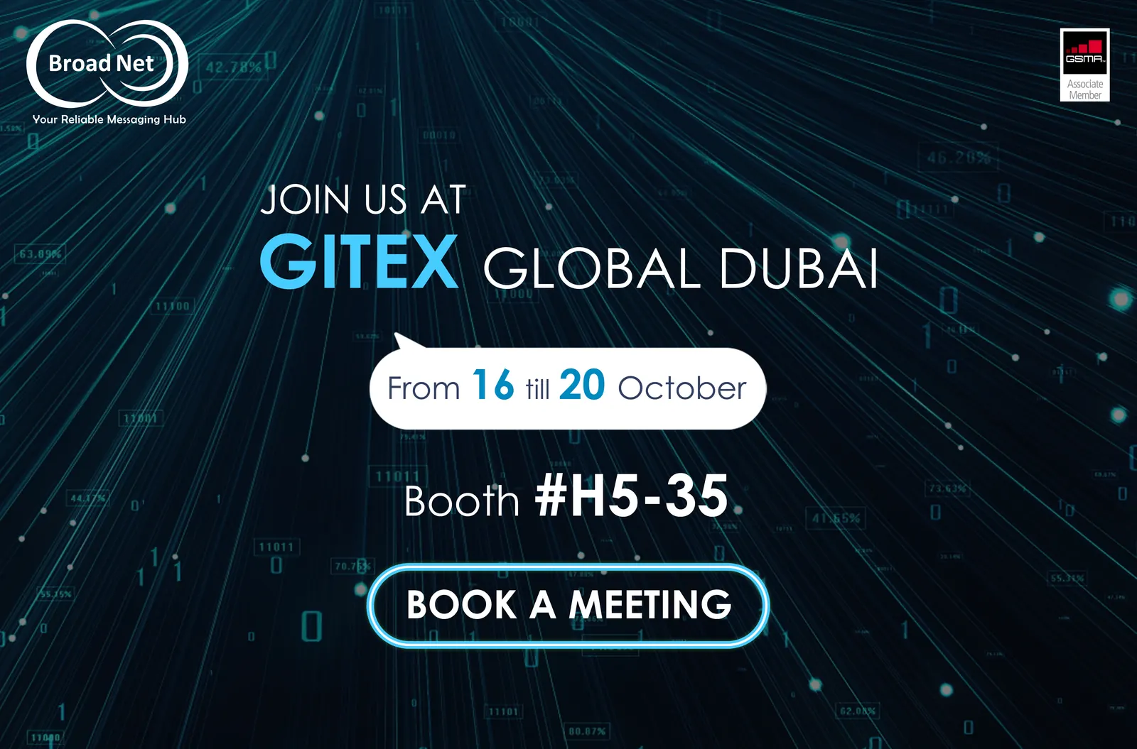 BroadNet-Banner für GITEX Global Dubai, 16.–20. Oktober 2023, Stand #H5-35