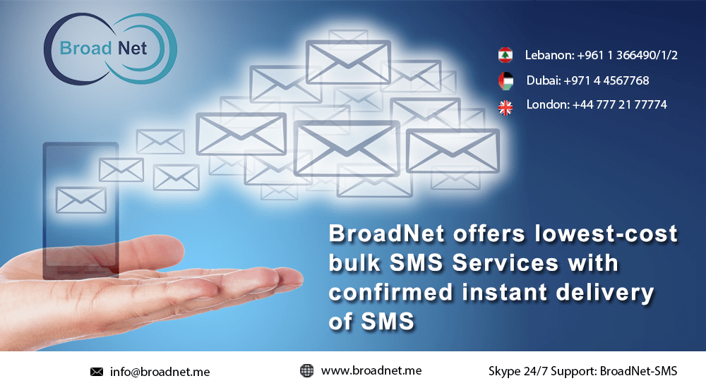 BroadNet offers lowest-cost bulk SMS Services with confirmed instant delivery of SMS