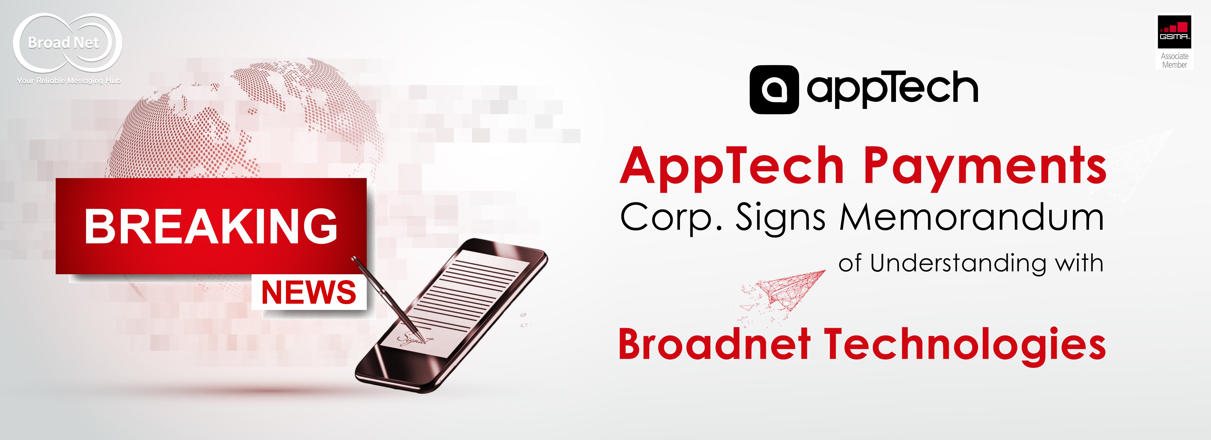 Broadnet Technologies Partners with AppTech Payments Corp. to Revolutionize Digital Payment and Banking Experience with Advanced SMS Solutions